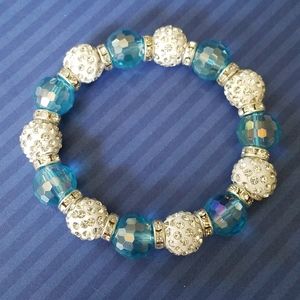 Blue crystal and Shamballa beads bracelet